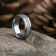 Tungsten Wedding Band With Gibeon Meteorite Ring-1104
