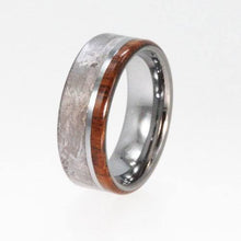 Meteorite Ring Mens Tungsten Meteorite Wedding Rings with Ironwood wood inlay 5