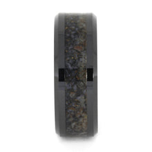 Black ceramic wedding band dinosaur bone ring