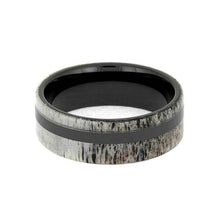 Black Ceramic Ring, Deer Antler Wedding Band-2616
