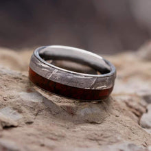 Tungsten Fossil Ring, Gibeon Meteorite Wedding Band With Dinosaur Bone-2605 Jewelry By Johan