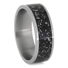 Black Stardust Tungsten Ring, Masculine Wedding Band With Matte Finish-2654