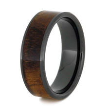 Koa Wood Black Ceramic Wedding Band