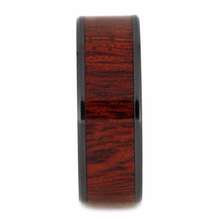 Mens Wedding Band  Black Ceramic Rings For Men With Bloodwood Inlay (2)
