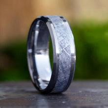 Tungsten Wedding Band With Gibeon Meteorite Ring-1104