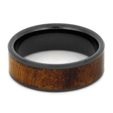 Koa Wood Black Ceramic Wedding Band
