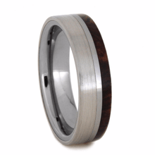 Titanium Wedding Band With Honduran Rosewood Burl