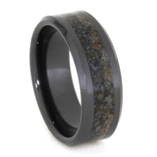 Black ceramic wedding band dinosaur bone ring
