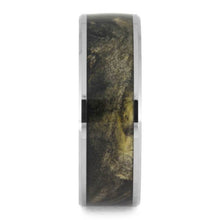 Buckeye Burl Wood Wedding Band, Beveled Tungsten Ring-2609