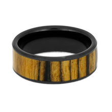 Black and White Ebony Wood Ring, Black Ceramic Wedding Band-3790