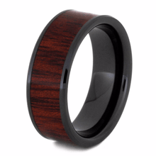 Mens Wedding Band Black Ceramic Rings For Men With Bloodwood Inlay (3)