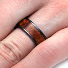 Koa Wood Black Ceramic Wedding Band