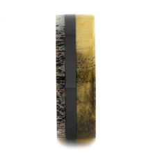 Mens Wedding Band Antler-Buckeye-Burl-Black-Ceramic(2)