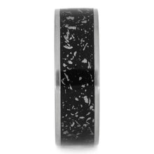 Black Stardust Tungsten Ring, Masculine Wedding Band With Matte Finish-2654