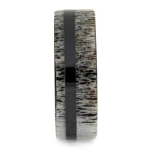 Black Ceramic Ring, Deer Antler Wedding Band-2616