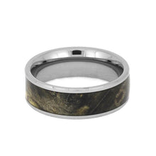 Buckeye Burl Wood Wedding Band, Beveled Tungsten Ring-2609