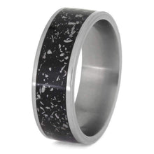 Black Stardust Tungsten Ring, Masculine Wedding Band With Matte Finish-2654