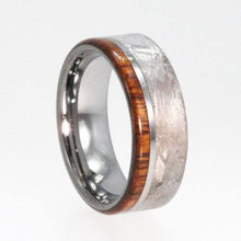 Meteorite Ring Mens Tungsten Meteorite Wedding Rings with Ironwood wood inlay 1