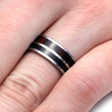 Tungsten Ironwood Obsidian Ring