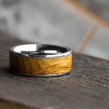 Whiskey Barrel Wood Ring In Tungsten Wedding Band-3212