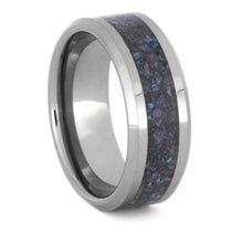 Turquoise And Amethyst Wedding Band, Tungsten Ring-3422